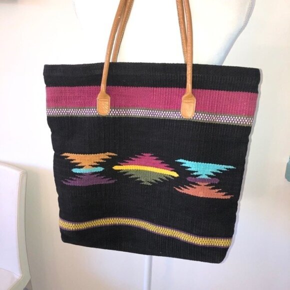 Vintage Indian Woven Cotton Tote Bag - Picture 1 of 9
